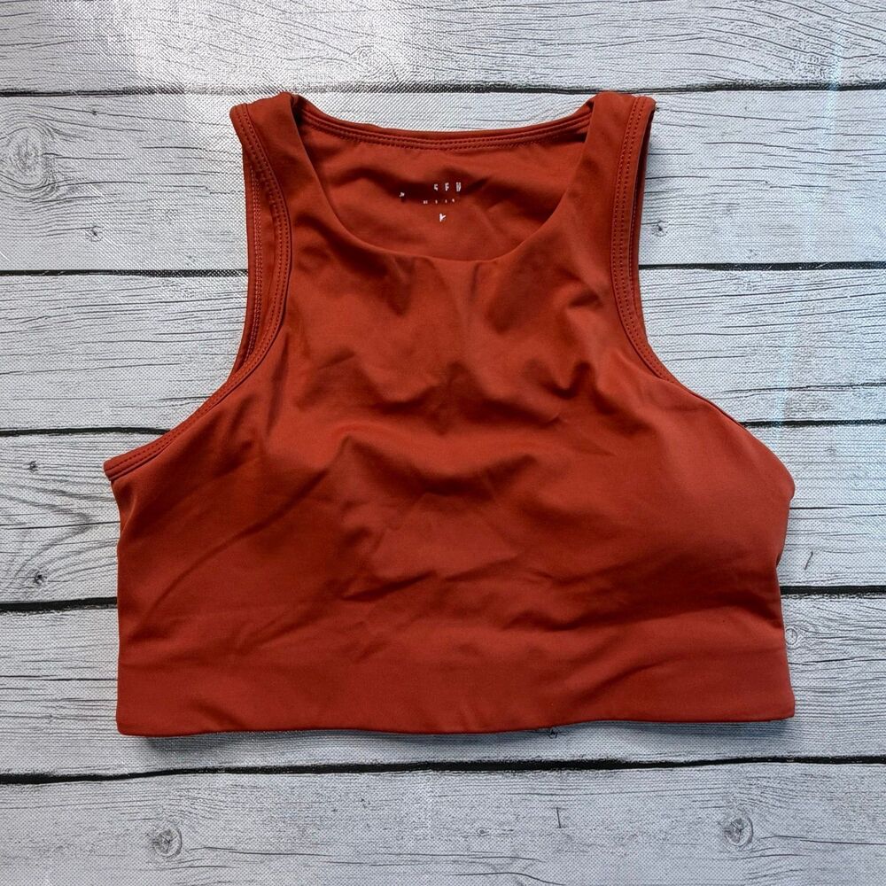 Allfenix Longline Momentum Sports Bra Orange Red Rust Medium Activewear Gym